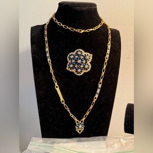 Camrose & Kross Enamel and Crystal Two-Way Necklace & Brooch Set